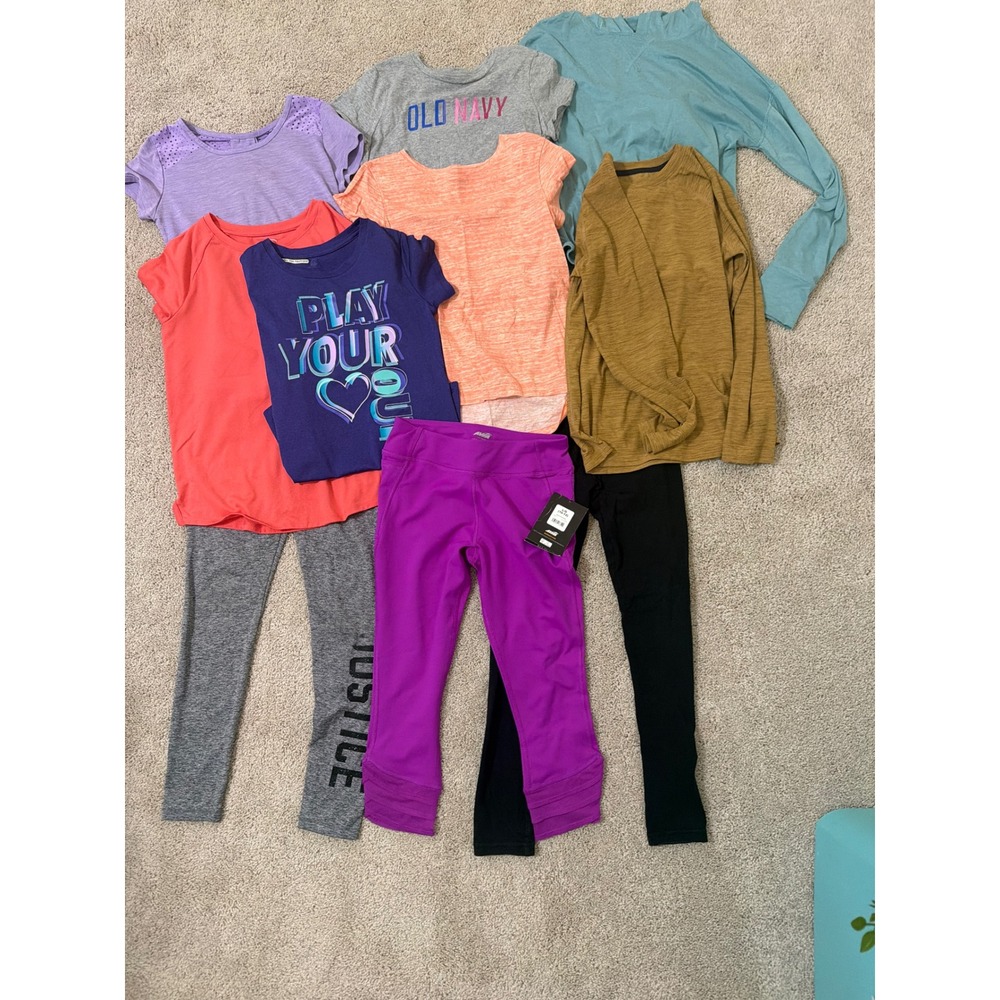 Girls Activewear Casual Clothing Lot 9pc Old Navy Justice Leggings Tops Mixed